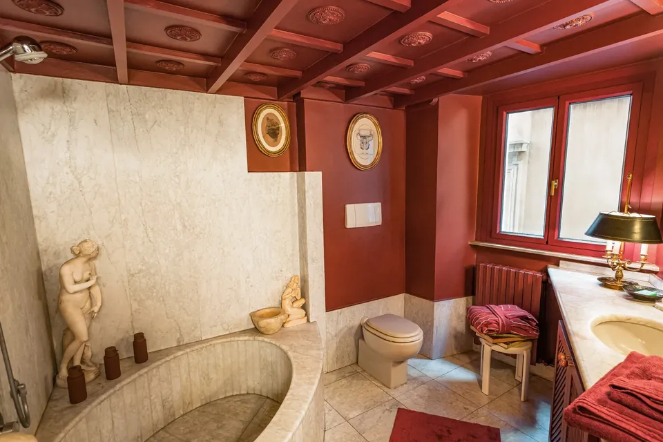 The marble bathroom